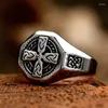 Cluster Rings Beier 2024 Special Design Viking Valknut Celtic Cross Ring for Men 316L Rostfritt stål Retro Fashion Jewelry Men's Gift