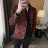 Plus size 4xl-s moda sexy leopardo impressão blazer jaquetas para roupas masculinas dois botões fino ajuste casual terno casacos smoking 240131