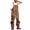 Men's Pants Trendy Cargo Jumpsuit Breathable Sleeveless Skin-friendly Wide Leg Bib Overalls Casual