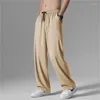 Men's Pants Summer Thin Loose Clothing Plus Size Slacks Leisure Straight Down Ice Silk Baggy Trousers Fashion Bottoms