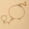 Charm Armbanden YADA Vinger Ringen Handharnas Legering Goud Kleur StarsMoon Armbanden Voor Vrouwen Kristallen Sieraden Armband Ring Een Stuk