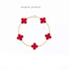 Vanclef Bracelet Van Clover Bracelet bracelet vanly Clefly bracelet haute édition quatre feuilles d'herbe cinq fleurs bracelet avec luxe léger et petit design Rose G