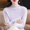 Lovely Long Sleeved Knitted Sweater WomenS Slim Top LongSleeved Bottoming Shirt High Collar Casual Autumn Tees 240130