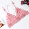 Bras Sets Varsbaby Sexy Women Wire Free Floral Lace Ultra-Thin Breathable Bra High-Rise Panty 2 Pcs Underwear Set