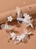 Necklace Earrings Set White Yarns Flower Headband With Hair Styling Piece For Women Wedding Party Pography NA