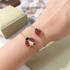 Vanclef Bilezik Van Clover Bileklik Yedi Yıldızlı Lady Blug Bilezik 925 STERLING Gümüş Kaplama 18K Altın Şanslı Lady Bug Beş Çiçek Bilezik