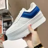 Real Leather Spring Sneakers High Platform Shoes for Women Lace Up Patchwork märkesskor Kvinna Kvinna