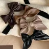 Hair Accessories Solid Color Duckbill Side Clip Elegant Fashion Bangs PU Leather Bow Hairpin Temperament Vintage