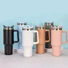 1pc 40oz Straw Tumbler Reusable Vacuum Tumbler With Straw Insulated Double Wall Stainless Steel Handle Vacuum Flask Handy Cup 240130