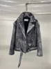 Vintage Women Punk Moto Biker Genuine Leather Jacket Zipper Lapel Loose Fit High Quality Cowhide Short Coat Customized 20 Days 240129