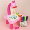 Barnmålningskortleksaker Kids Led Projector Art Drawing Table Desk Arts Toy Early Education Learning Tool for Girl 240131