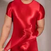 BRAS SETLER MENS LILY YAĞ Parlak T-Shirt Kısa Kollu Düz Nightwear Sexy Sheer Sear Sear See Your Tepekler baştan çıkarıcı sıkı iç çamaşırı kulüp giysileri