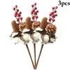 Fiori decorativi 3 pezzi steli di cotone essiccati naturalmente Fiore artificiale di riempimento per fattoria Decorazioni floreali Regalo di San Valentino