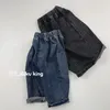 Byxor 2024 Spring Girls Vintage Jeans Solid Children Casual Pants Boys Denim Loose Harem 1-6 år Babykläder