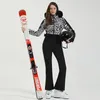 Ternos de esqui para mulheres, conjuntos de esqui, inverno, à prova d'água, roupas térmicas de neve, calças, ternos profissionais de snowboard 240122