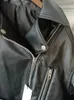 Frauen Vintage Lose Pu Faux Leder Kurze Jacken mit Gürtel Streetwear Weibliche Zipper Retro Motor Biker Mäntel Outwear Tops 240122