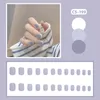 Faux ongles couleur unie gris-bleu presse-on couverture complète naturel moyen carré ongles pour bricolage décorations d'art salon