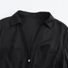 Robes décontractées TRAF 2024 Ceinture Chemise Robe Femme Noir Longue Pour Femme Manches Midi Automne Bouton Texturé