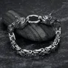 Bracelets à maillons en alliage de Zinc de haute qualité pour hommes, style nordique, tête de loup, bijoux carrés Viking en scandinavie