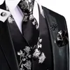 Erkek Yelekler Düğün Şeftali Pembe Erkekler İpek Paisley Jacquard yelek kravat Hanky ​​Kumbası Broş Seti Erkekler İçin Set Resmi İş Hi-Tie