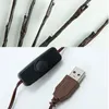 Dizeler 3x LED Şube Işık Vazo Dolgu Söğüt Ağacı Yapay Küçük Twig Güç Kahverengi USB USB 20 Ev Romantik Dekor Gecesi