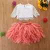 Clothing Sets 1-6Yrs Children Girls Tutu Set Lace Tops Layer Skirts 2Pcs Summer Outfits