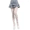 Women Socks Footed Tights Japanese Vintage Dot Patterned Silky Pantyhose Stockings