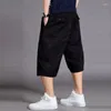 Pantalones cortos para hombres de gran tamaño de verano de algodón sueltos pantalones de carga ocasionales pantalones de chándal más tamaño gimnasio pantalones recortados ropa