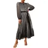 Casual Dresses A Line Flowy Dress Chic Women's O-Neck Long Sleeve Midi Collection A-Line Streetwear Dot Print Fall For Spring