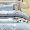 YanYangTian Bed Linen Bedding set Washed Cotton Four-Piece Bed Sheets Set Comfort Sets Solid Christmas Couple Bed Quilt Cover 240202