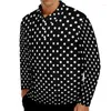 Polo da uomo Polo con stampa grafica 3D a pois Top Autunno Retro Casual Manica lunga Colletto rovesciato T-shirt quotidiane oversize Abbigliamento