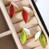 Stud Earrings Bohemia Enamel Leaves Shaped For Women Girls Classic Gold Color Stainless Steel Earings Trendy Jewelry Accessories