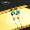 Dangle Earrings Glseevo Vintage Jewelry for Women Statement Sapphire Peacock Pearl Wedding Party Valentines Day Gift