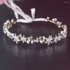 Hair Clips Shinny Crystal Pearl Bride Hairband With Ribbon Wedding Head Piece Headwear Headband Birthday Party Ornaments