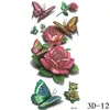 1PCS 3D Butterfly Tattoos ملصقات Rose Flower Girls Women Body Water Transfer Tattoo Tattoo Sticker Arm Tatoo 240122