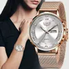 Reloj LIGE a la moda para mujer, reloj de malla ultrafino de lujo de primeras marcas para mujer, relojes cronógrafo deportivos informales de cuarzo con fecha para mujer 240129