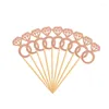 Fontes de festa 10 Pçs/set Ouro Rosa Cupcake Toppers Anel de Diamante Bolos Topper Para Casamento Chuveiro de Noiva Despedida de Solteira Decorações de Bolo de Galinha