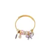 Link Bracelets High Quality Gold Plated Stainless Steel Crystal Butterfly Large Hole Charm Bracelet For Women