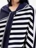 Sweat-shirt à capuche pour femmes, rayé, asymétrique, col marin, couleur contrastée, ample, Vintage, pull à manches longues, 2024