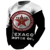 Vintage Heren T-shirt Lange Mouw Katoen Biker Tops Tees 3D STP Olie Print Motorfiets T-shirt Oversized Losse Texaco Man Kleding 240124