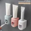 Badtillbehör Set badrum tandborste rullande montering stativ tandkräm automatisk 1 st vägg squeezer dispenser hållare tillbehör