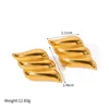 Stud Earrings European And American Trend Metal Smooth Striped Wave Stainless Steel For Women Gold Plated Waterproof Jewelry