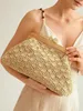 Stylish Khaki Wood Clip Clutch Bag With Chain Crossbody Shoulder Bag For Parties Weddings Clubs Dinners 240126