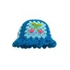 Berets Japanese Vintage Hollow Flowers Handmade Knitted Pot Hat Women's Autumn And Winter Sweet All Wool Show Face Small