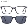 Ceofy Men Fashion Glasses Frame Optical Sun Clip on Polarized Driving Recept Myopia Light Gereeglasses för 240131