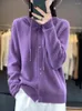 Sweat à capuche pour femme, mélange de cachemire, 30% laine mérinos, pull, Cardigan de Sport, veste en tricot, vêtements, printemps-automne