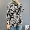 エスニック服ザンゼアイスラム教徒のブラウス女性花柄のチュニックトップファッションパフスリーブケミスボヘミアンカジュアルルーズイスラム2024