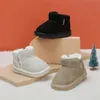 Stivali da neve per bambini invernali Scarpe da bambino in peluche calde in pelle Zip laterali Suola morbida Stivali da bambina per ragazzi 15-25 240131