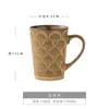 Mugs Kitchen Japanese Ceramics Large Capacity Mug Household Water Cup Art Design Sense Pastoral Style Drinkware Handle