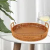 Conjuntos de louça Imitação Rattan Cesta de armazenamento Pão para decoração de mesa de casa tecer frutas secas pe tecido